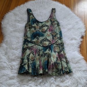 Drop Waist Abstract Floral Dress Tunic